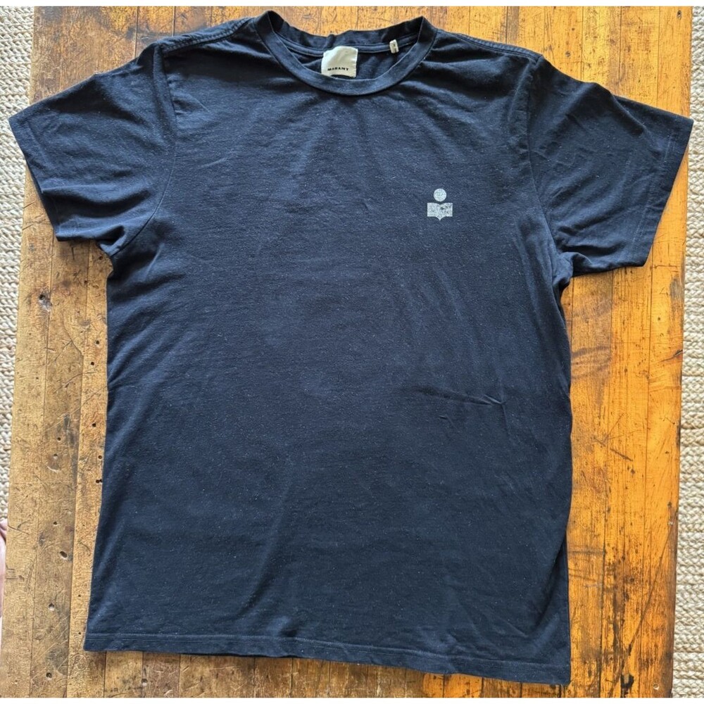 Isabel Marant Karman Logo Black Linen T-Shirt Size L Men’s